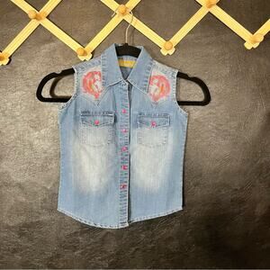 Wrangler Pearl Snap Horse Tank Top‎ Size XXS